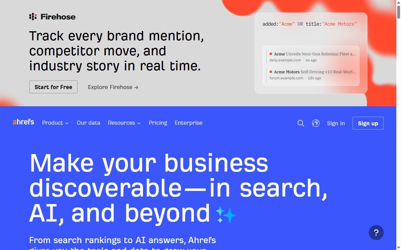Ahrefs homepage