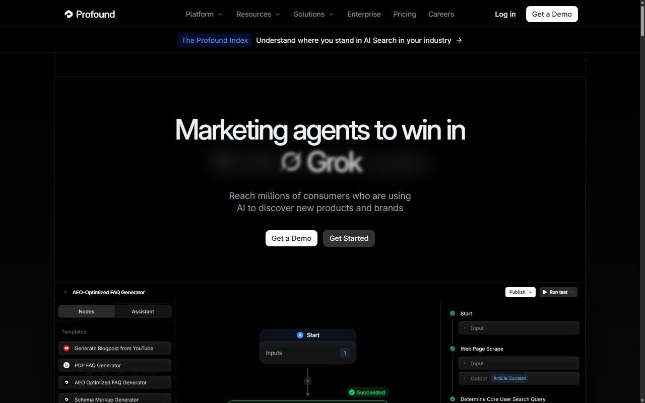 Profound homepage